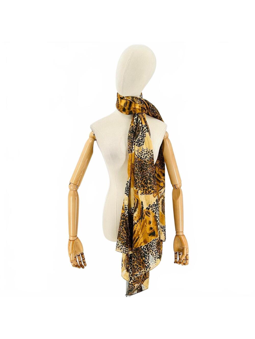 Vintage Y2K Peppermint Bay Yellow Black Animal Print Scarf